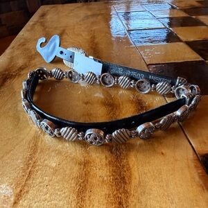 Brighton Women’s Silver-Tone Concho Black Leather Belt Black Size 30